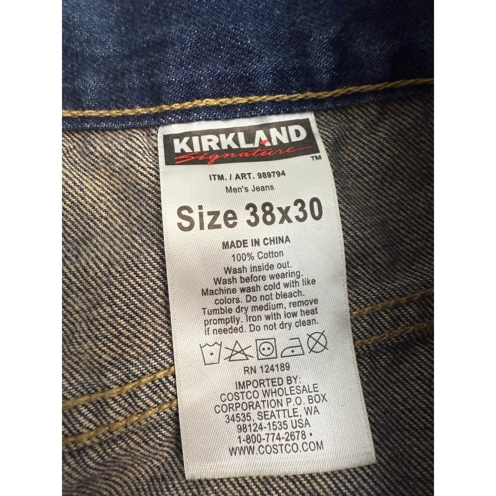 Kirkland Signature Men's Blue Denim Jeans Size 38x30 (38x29)  Classic Fit‎ - Picture 7 of 8